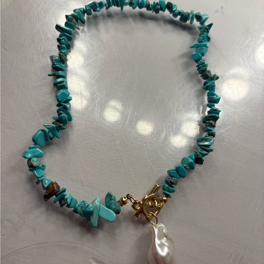 Turquoise and Gold Women's Necklace